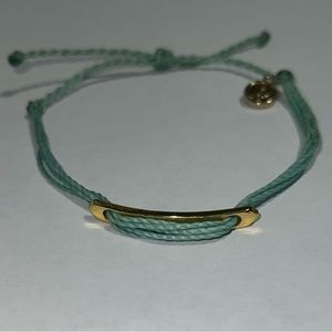 Pura Vida Bracelet Teal With Gold Bar Charm